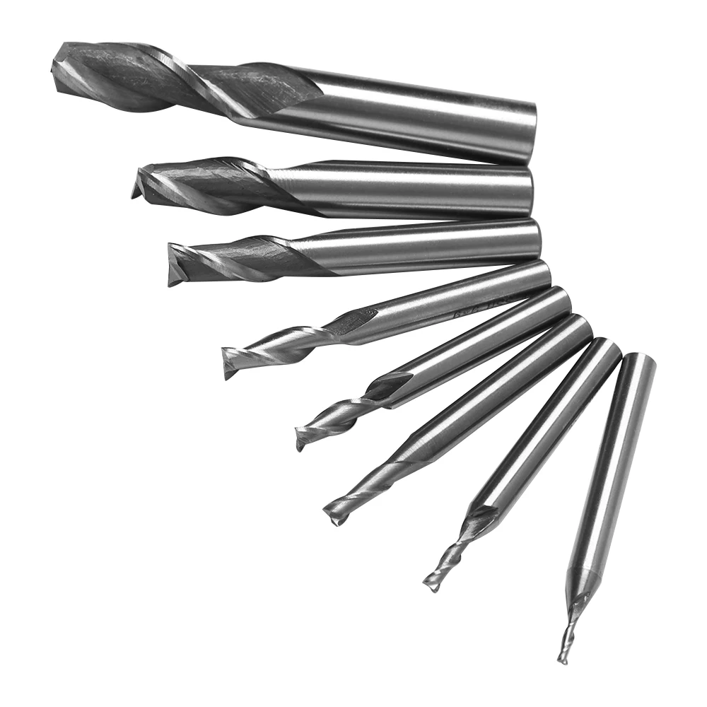 

1PC HSS 2 Flute End Mill Cutter CNC Straight Shank Milling Cutters Woodworking Tool End Mill Router Bit for Wood Cutters 1-12mm