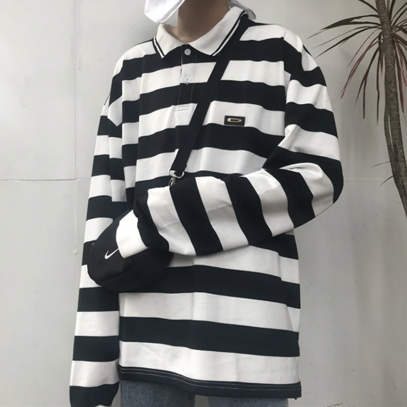 2019 новые весенние ulzzang Harajuku bf Поло рубашка свободная футболка топ в стиле ретро
