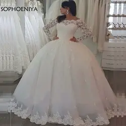 Новое поступление с длинным рукавом свадебные платья 2019 Белое Бальное платье Свадебные платья Vestido de noiva gelinlik платье невесты trouwjurk