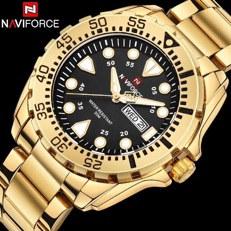2018 Новое поступление NAVIFORCE Брендовые мужские роскошные часы спортивные 30 м