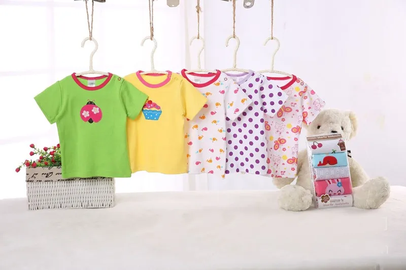; летняя хлопковая футболка с короткими рукавами; комплект из 5 предметов; одежда для маленьких девочек