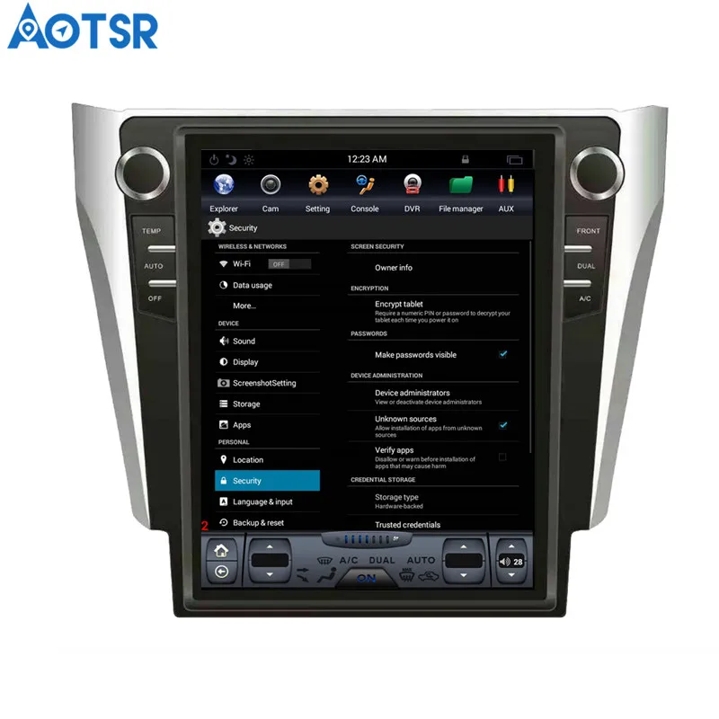 Discount Aotsr Tesla style 12.1" Android Car NO DVD Player GPS Navigation Stereo In-dash for Toyota Camry Aurion 2015-2017 Multimedia 8