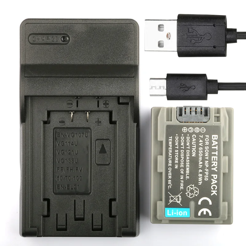 

LANFULANG Replacement NP-FP50 NP FP50 Battery and Ultra Slim Micro USB Charger for Sony DCR-HC28 DCR-HC32 DCR-DVD403 DCR-DVD404