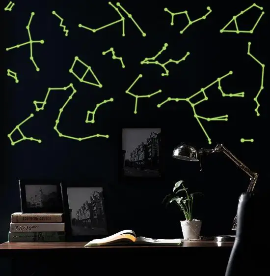 12 знаков зодиака Созвездия фосфоресцирующий люминесцентный пластиковый стикер на стену светящаяся в темноте наклейка на потолок для детской комнаты домашний декор 1 шт - Цвет: luminous