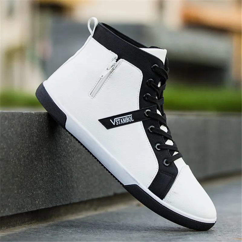 

2019Men's Vulcanize Shoes Men Spring Autumn Top Fashion Sneakers Lace-up High Style Solid Colors Man ShoesMen Canvas Shoes Sprin