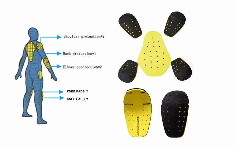 DUHAN защита для мотогонок EVA с высокой пеной для мотокросса плечи локти назад 5 шт. Защитное снаряжение наколенники 2 шт