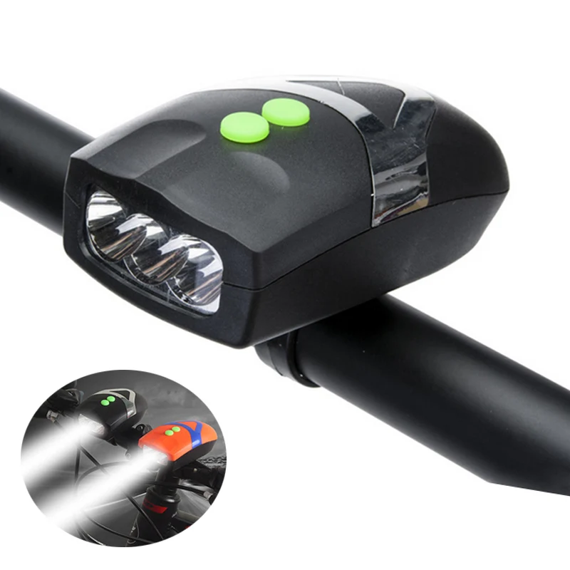 

2 in 1 mtb Bike Bicycle Light Universal White Front Head Light Cycling Lamp + Electronic Bell Horn Hooter Siren Waterproof 3 LED