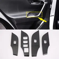 LHD! Углерода Стиль 4 шт для автомобильных окон Регулируемый переключатель кнопки рамка крышки Накладка для Toyota RAV4 XA50 2019