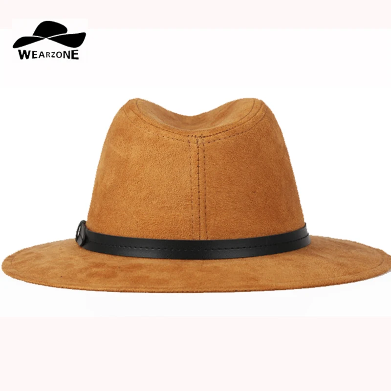 

Wearone 2017 Crazy Jazzhat unisex Suede wide brim Spring felt fedoras hats women Vintage Wide Brim Floppy chapeau femme Pnama ha