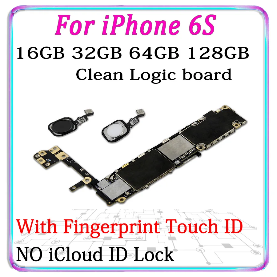 

Original Motherboard For iPhone 6S Unlocked Mainboard Free iCloud Logic Board With / Whitout Touch ID MB,Free shipping