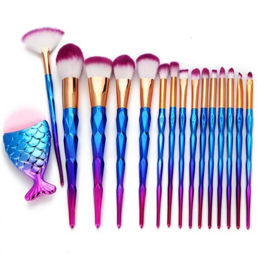 16 Pcs Makeup Brush Portable Flexible Applicator Tool Foundation Makeup