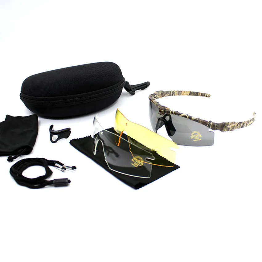 2018 SI M 3 lens Camouflage Cycling Shooting Glasses UV400 Military Sunglasses Men Army BALLISTIC Bullet-proof Goggles | Спорт и