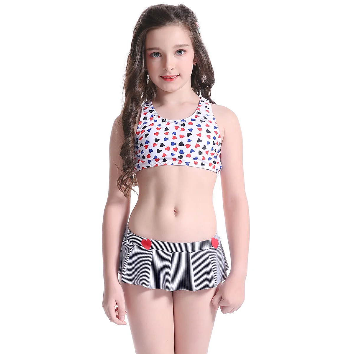 

2018 New Pop Kids Swimsuit Children Swimwear Kids Summer Two Pieces SetSkirted Swimsuit Girl Bikini Beach Wear Swimsuit