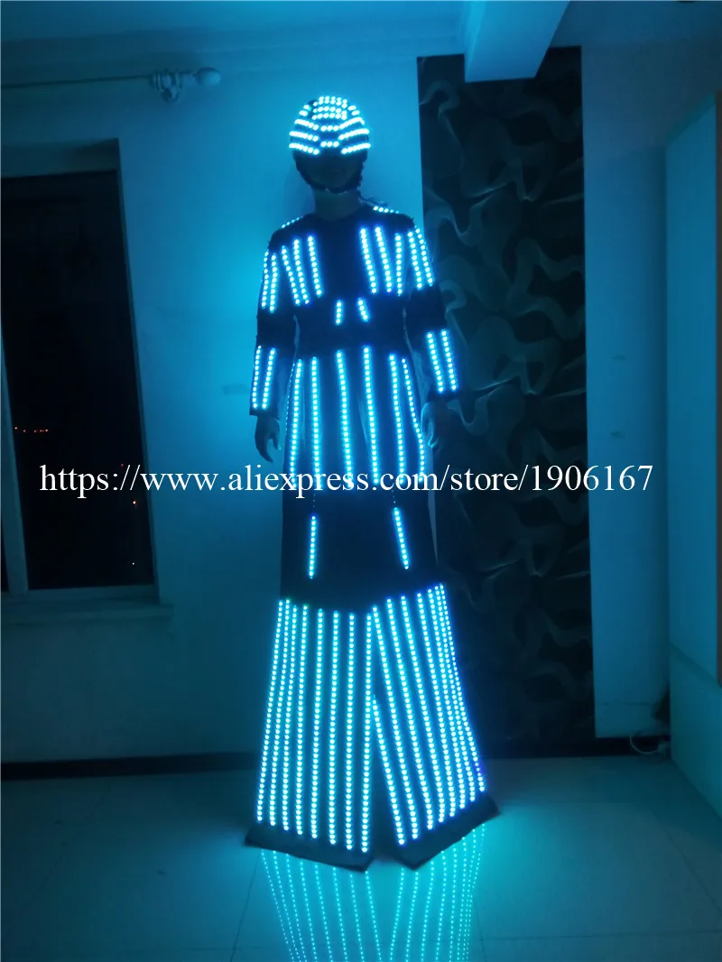 Colorful Full color LED light stilts costumes led party disco DJ wear ballroom dance luminous program clothes robot suit14
