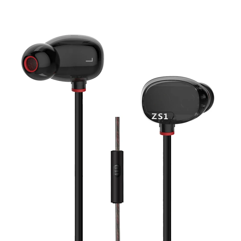 KZ ZS1 100% оригинал два блока драйвер наушники гарнитура Hi-Fi DJ наушников С микрофоном