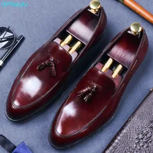 British Style Pointed Toe Tassel Man Formal Dress Shoes Genuine Leather Oxfords Slip On Men Breathable Business Shoes цена British Style Pointed Toe Tassel Man Formal Dress Shoes Genuine Leather Oxfords Slip On Men Breathable Business Shoes цены онлайн