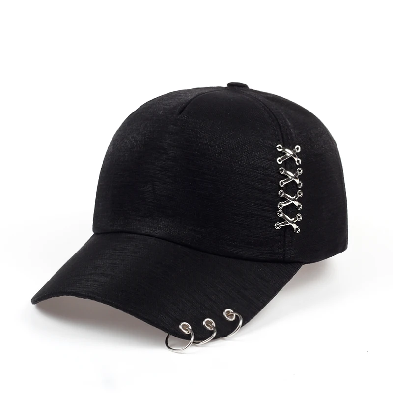 

2018 new Iron Ring Cap Women Baseball Cap With Rings Gold Color Snapback Hip Hop Hats For Women Men Dad Hat Kpop Gorras