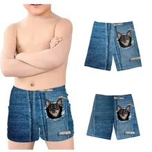 THIKIN/Новинка; детские плавки для мальчиков; Милые поддельные джинсовые плавки; собака породы чихуахуа/щенок; детский купальник; летняя пляжная одежда для студентов