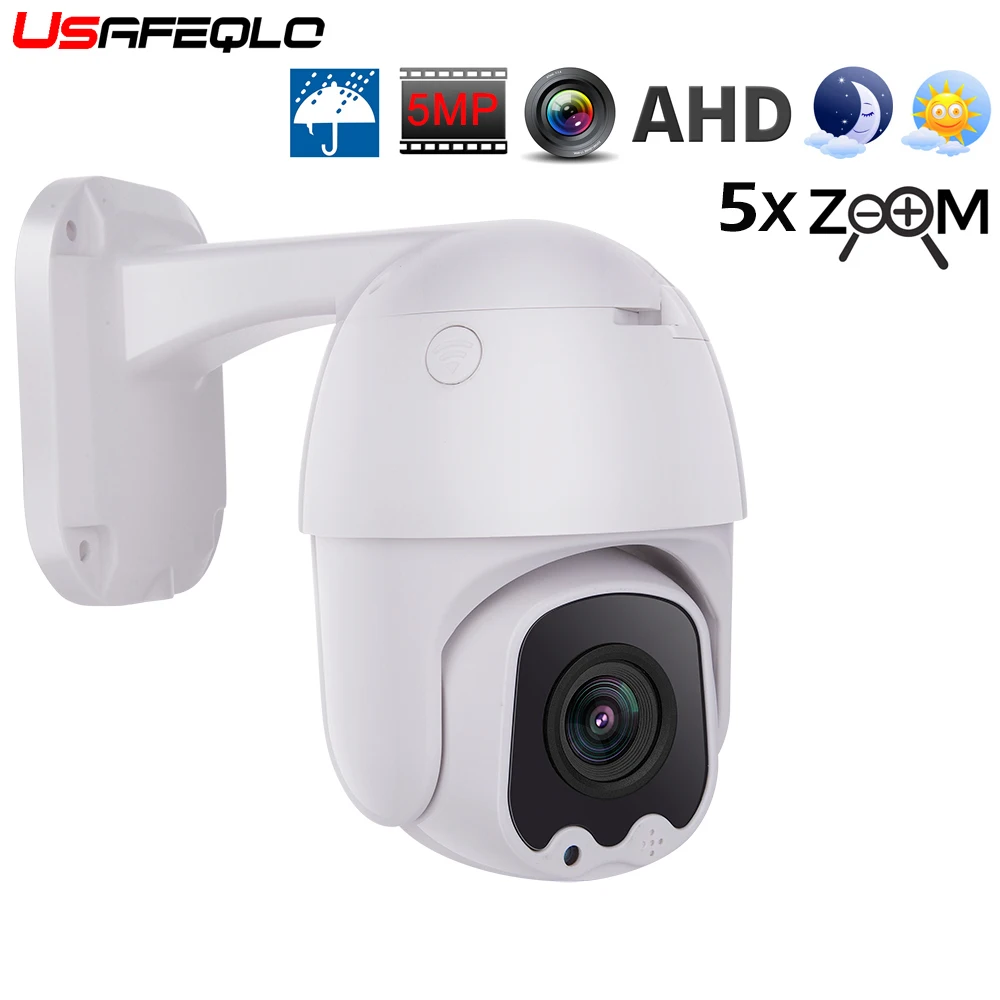 Купольная мини камера USAFEQLO AHD5MP 5X PTZ 5 МП 5x AHD 30 м ИК наружная видеонаблюдения Поддержка RS485 Коаксиальная