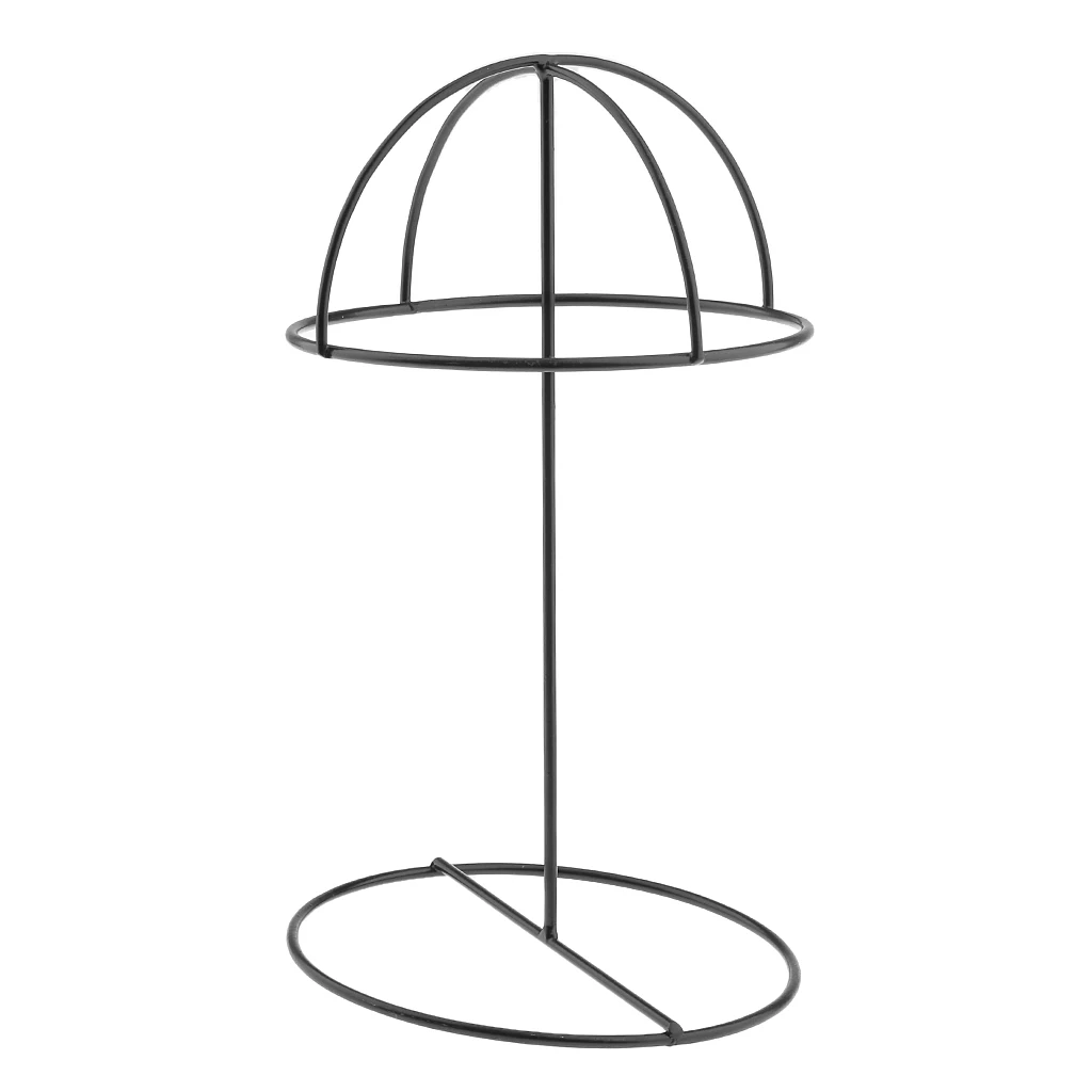  2pcs Stable Free Standing Metal Hat Display Holder Baseball Sport Cap Storage Organizer Stand Wig Dry Rack Shelf Black