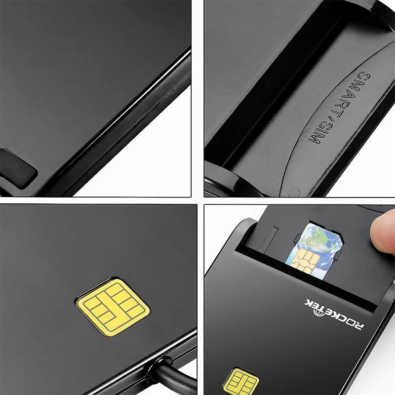 Rocketek USB 2.0 Smart Card Reader CAC ID,Bank card,sim card cloner connector cardreader adapter pc computer laptop accessories