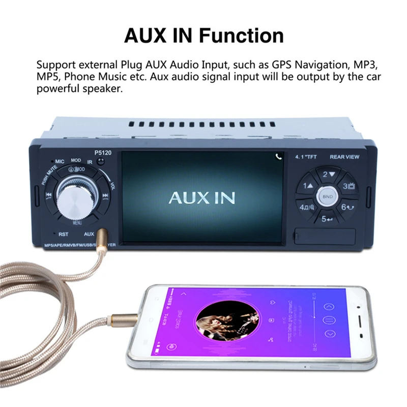 1 DIN автомобильный MP5 плеер 4," экран дисплей FM радио аудио стерео Bluetooth USB AUX-IN с рулевым колесом пульт дистанционного управления