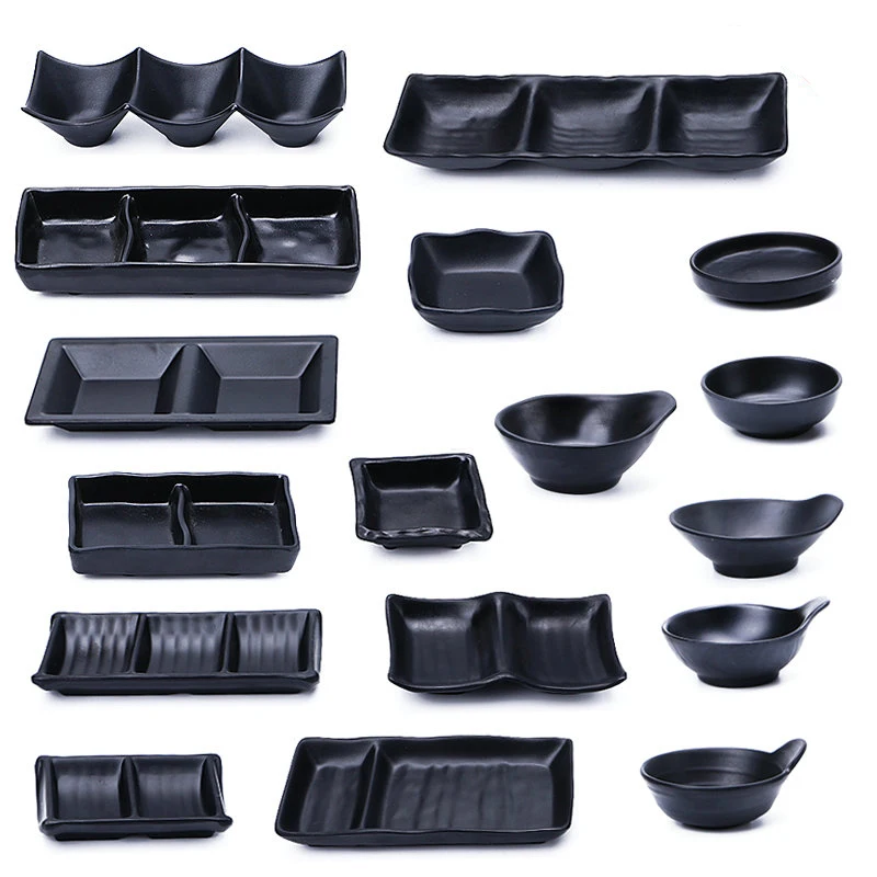 

1pc Japanese Restaurant Plastic Melamine 3-Sections Small Salt Oil Seasoning Dipping Soy Sauce Dish Plate Dessert Tableware