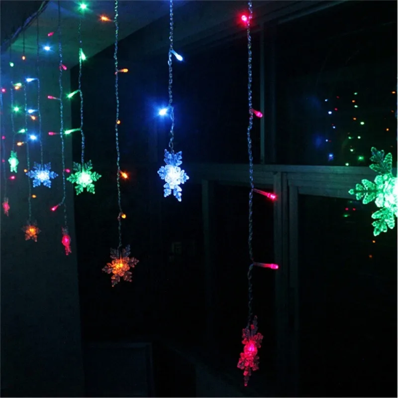 EU or US Snow Shape 3.5M LED Curtain String 96 Leds 16 drop Lines Fairy light curtain icicle For Wedding Christmas Window Decor EU or US Snow Shape 3.5M LED Curtain String 96 Leds 16 drop Lines Fairy light curtain icicle For Wedding Christmas Window Decor