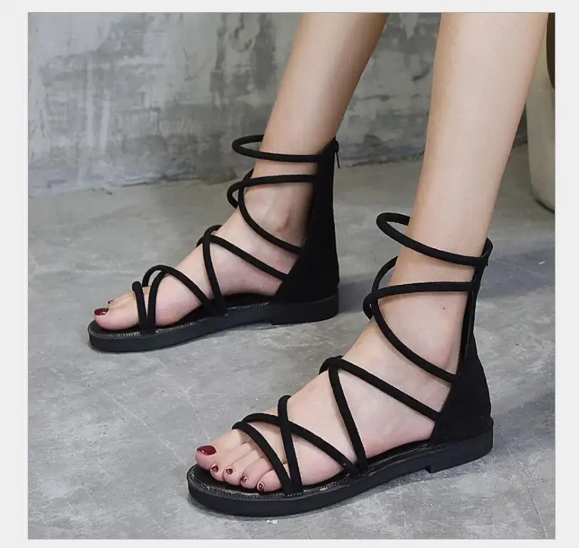 

Sandals 2019 new summer Korean edition gladiator with open toe and cross strap flats