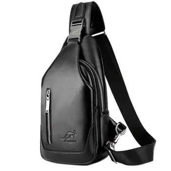 

2019 Men's Solid Color PU Mobile Phone Key Change Storage Bag Multi-Function Fashion Short-Distance Travel Wild Simple Chest Bag