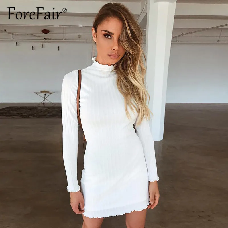 Forefair Для Женщин Вязаная хлопковая Футболка с высоким плотно облегающим шею