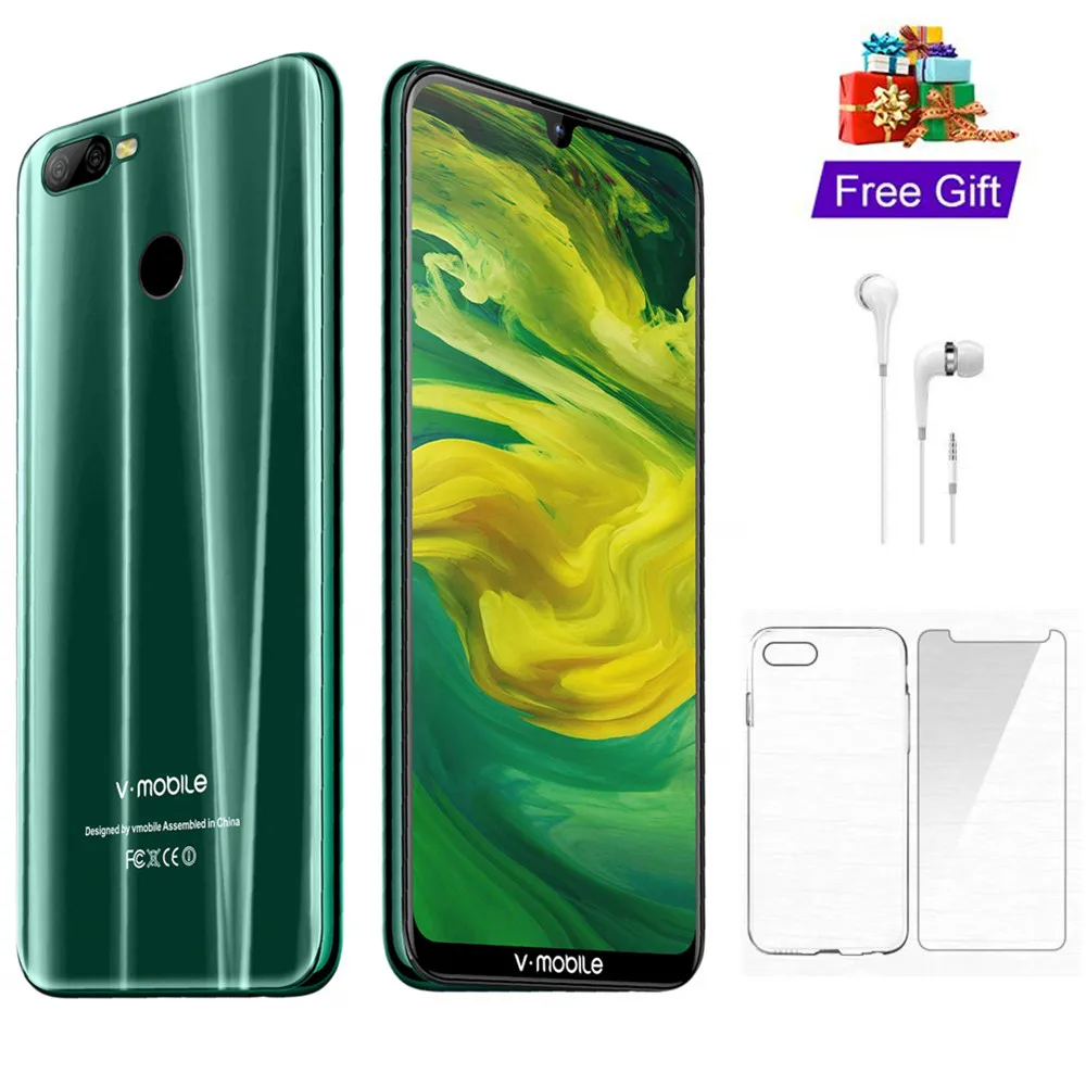 4G LTE 4 GB RAM 64 GB ROM TEENO Vmobile M9 moviles baratos libres android 8,1 de 6,26 "Pantalla Completa" teléfono móvil con huella digital de 4800 mAh