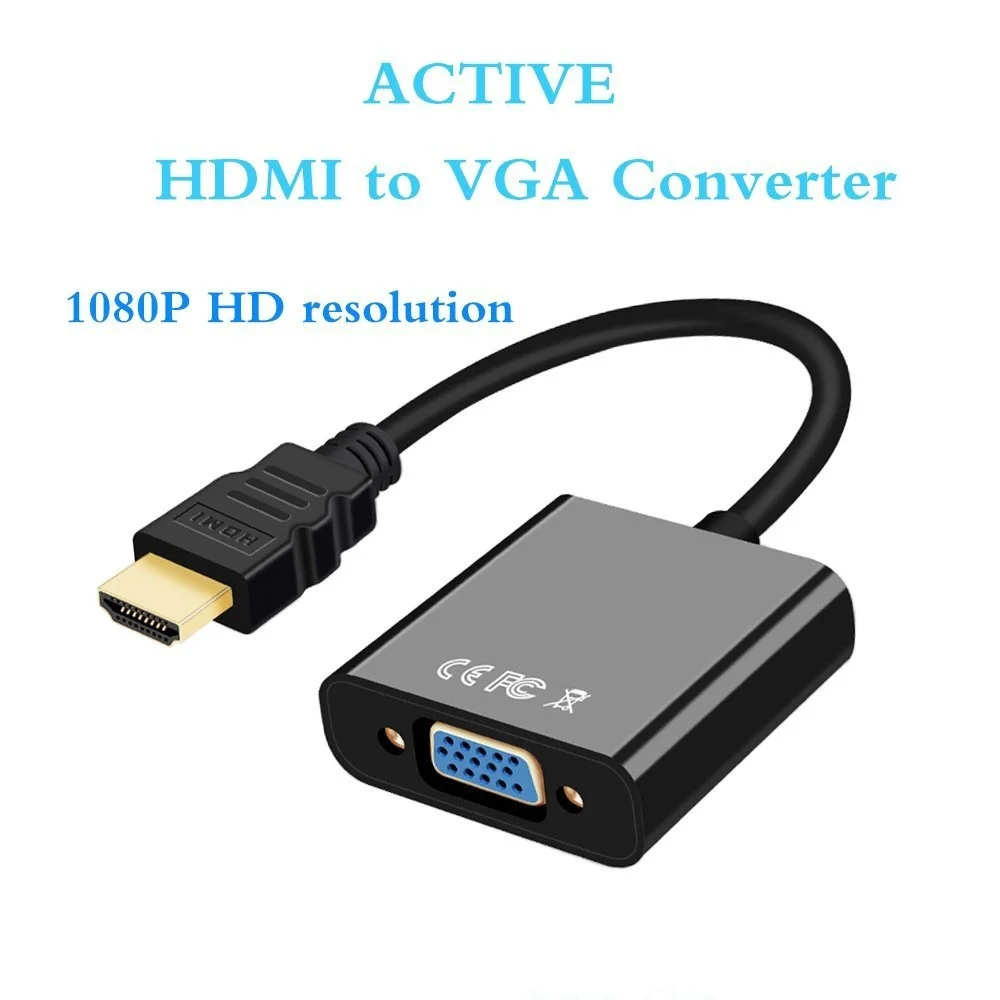 HDMI TO VGA Adapter, позолоченные высокого-Скорость 1080 P активным HDMI конвертер VGA адаптер мужчин и женщин для портативных ПК DVD HDTV