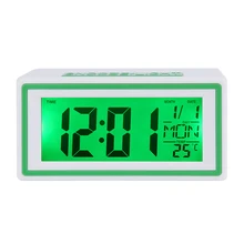 Небольшой цифровой дорожный будильник Голосовое управление звуковая подсветка настольные часы Таймер Календарь термометр температуры