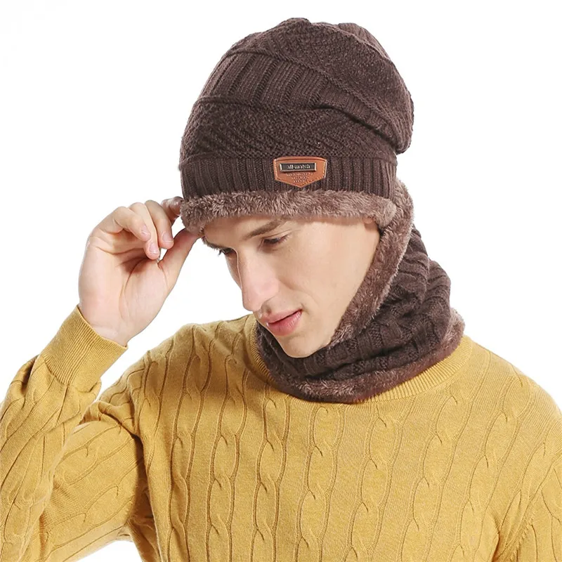 Вязаные зимние шапки Nanci si с шарфом|skullies bonnet|bonnet brandknitted men hat |