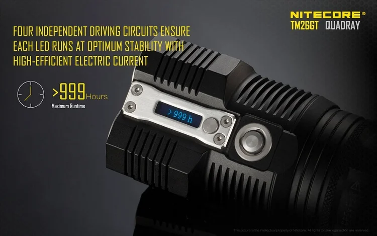 NITECORE крошечный Монстр TM26GT 704 м дальность луча 3500Lm светодиодный O светодиодный дисплей охотничий фонарь фонарик+ 4*3400 мАч батарея