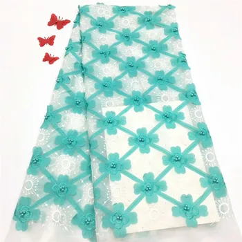 

African Lace Fabric 2019 High Quality Lace, Beads Embroidery Tulle Lace Fabric, French Lace Fabric 5 Yards For Dress rof65-1503