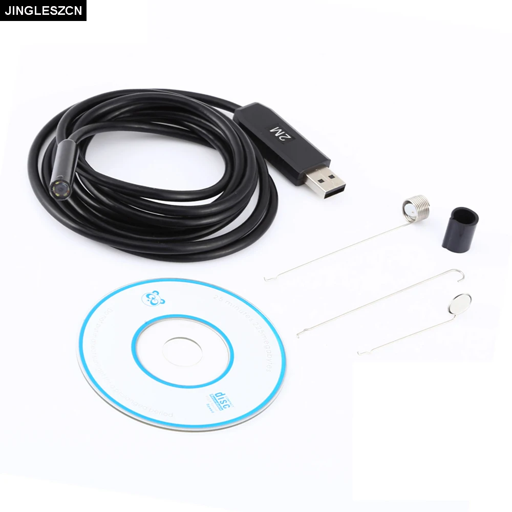 JINGLESZCN USB Endoscope Lens 9MM Mini Camera 2M Inspection Borescope Waterproof Endoskop IP67 HD Snake Video Cam CMOS Windows JINGLESZCN USB Endoscope Lens 9MM Mini Camera 2M Inspection Borescope Waterproof Endoskop IP67 HD Snake Video Cam CMOS Windows
