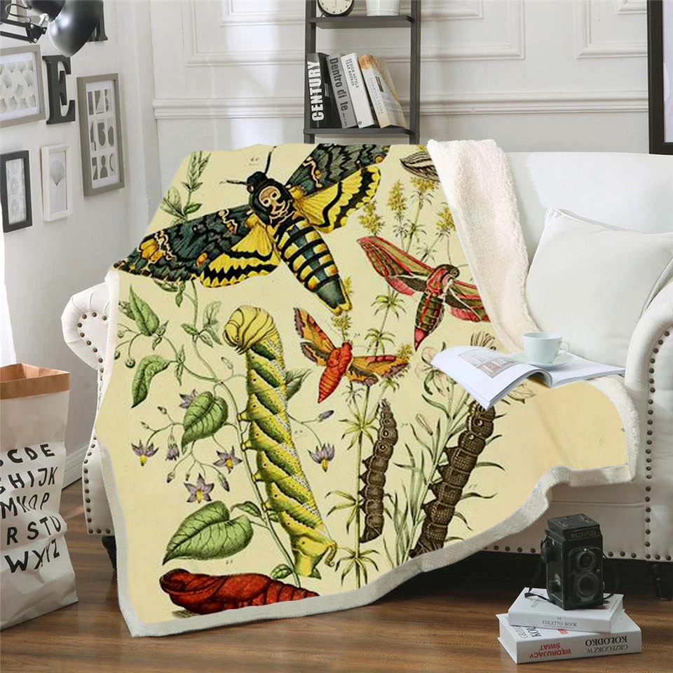 Plstar Cosmos, цветное одеяло с изображением бабочек, насекомых, 3d принт, одеяло на искусственном меху на кровати, для детей, для девочек, цветок, домашний текстиль, Dreamlike style-3