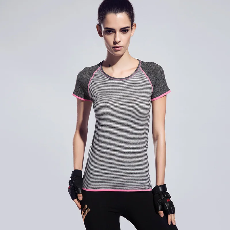 Women Sports Shirts Fitness Yoga Short Sleeves T Shirt Ladies Running