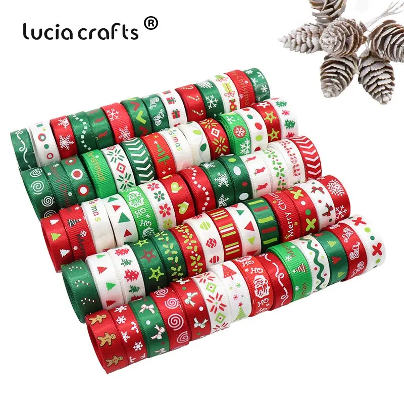 25 yards//Lot Christmas Ribbon Printing Ribbon DIY Craft Gifts Xmas Party 2017