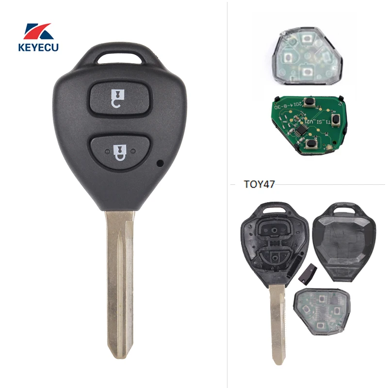 

KEYECU Replacement Remote Car Key Fob 2 Button 433MHz 4D67 for Toyota RAV4 2006-2010 Euro TOY47 Blade Free programming