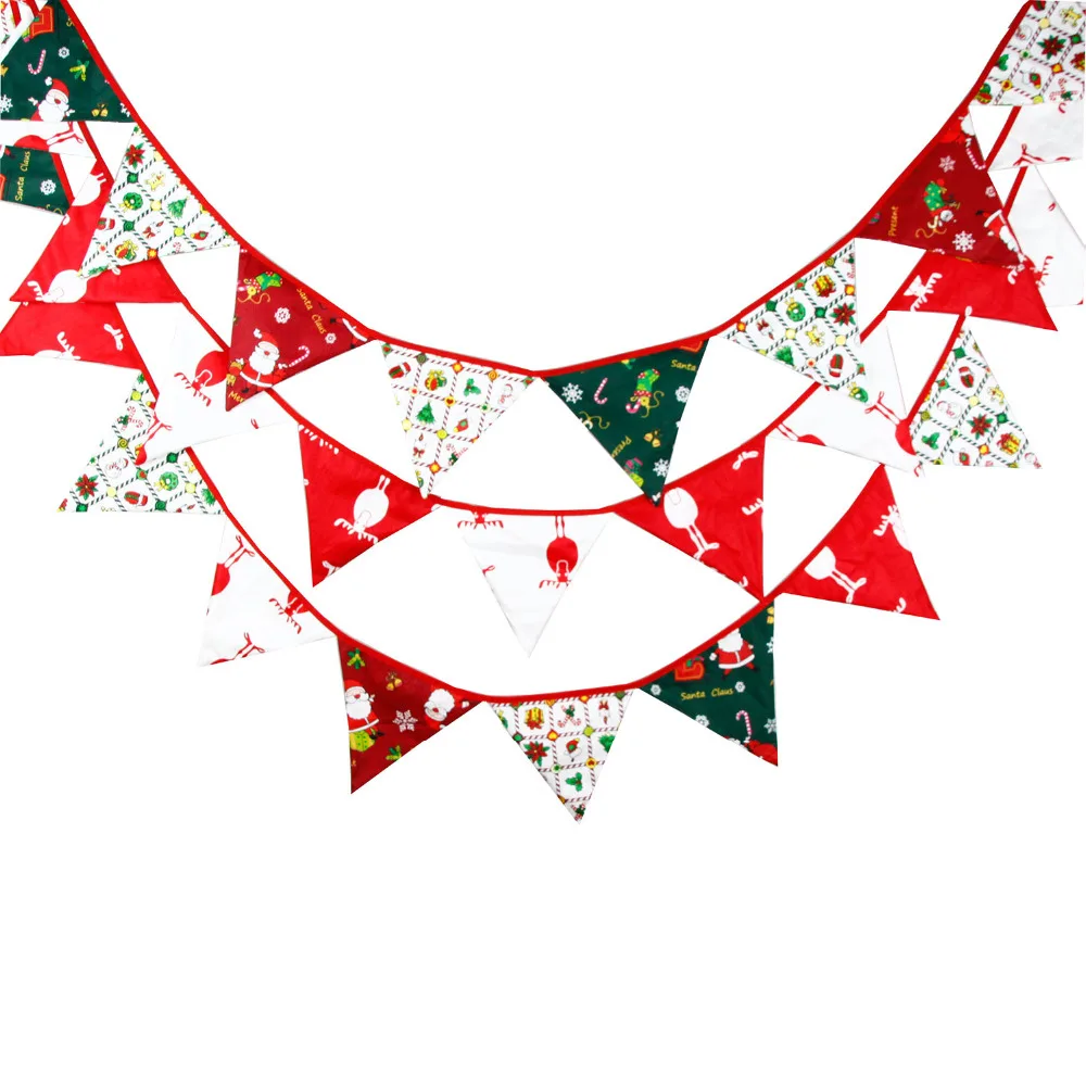 NEW Christmas Banner 12 Flags 3.1M Cotton Fabric Banners Customize