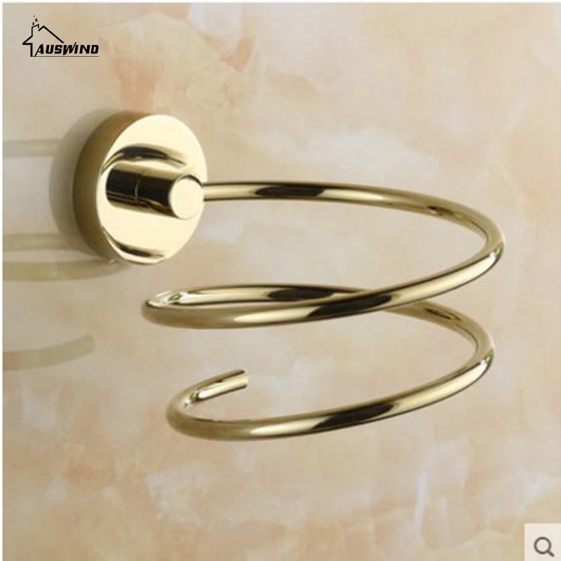 Gold Antique 304 Stainless Steel Wallmounted Hair Dryer Rack Wall Shelf Storage Hairdryer