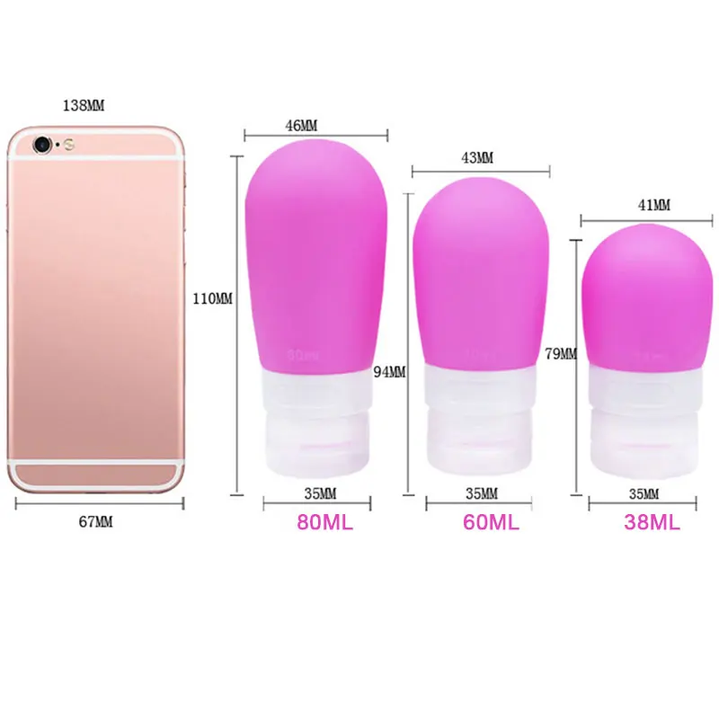 3pcs/set Soft Portable Travel Soap Dispensers Silicone Bottling Empty Bottle For Lotion Shampoo Shower Container 38/60/80ml 3pcs/set Soft Portable Travel Soap Dispensers Silicone Bottling Empty Bottle For Lotion Shampoo Shower Container 38/60/80ml