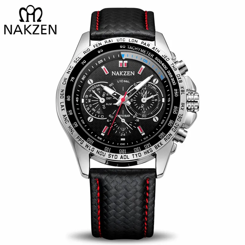 Часы наручные NAKZEN Мужские кварцевые Роскошные Спортивные Повседневные