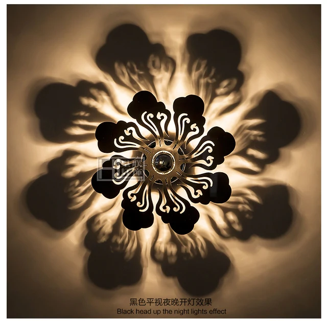 modern black creative shadow wall lamp fire flower lights for aisle