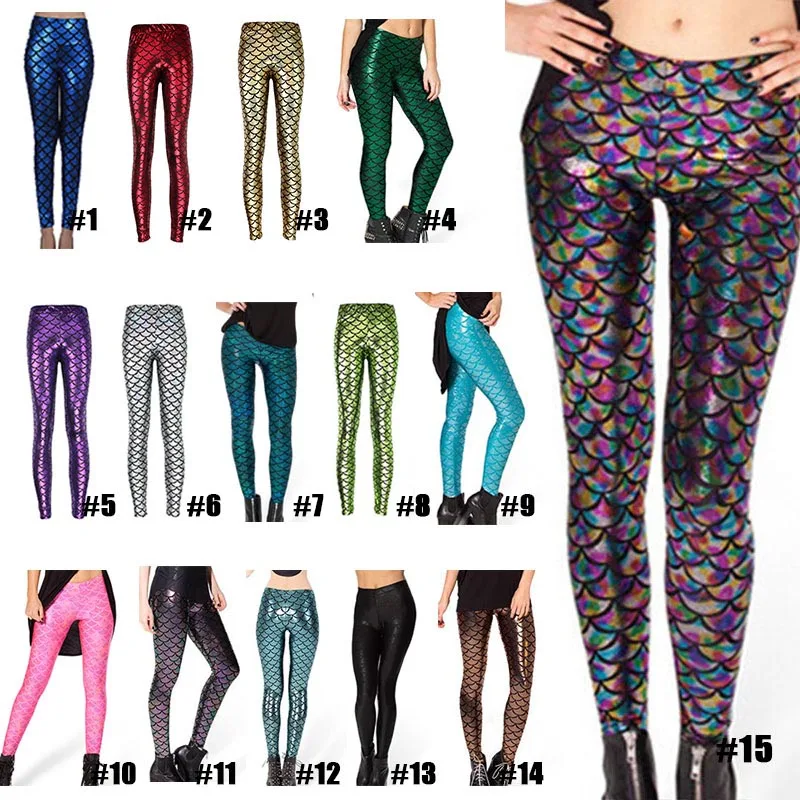 New Fashion Trousers Digital Print Women Mermaid Fish Scale Leggings ...