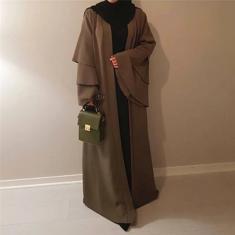 Мусульманский Tumpet рукав кардиган abaya Макси длинное платье, Роба Платья Туника кимоно Ближний Восток Рамадан арабский Исламская, молитвенная одежда