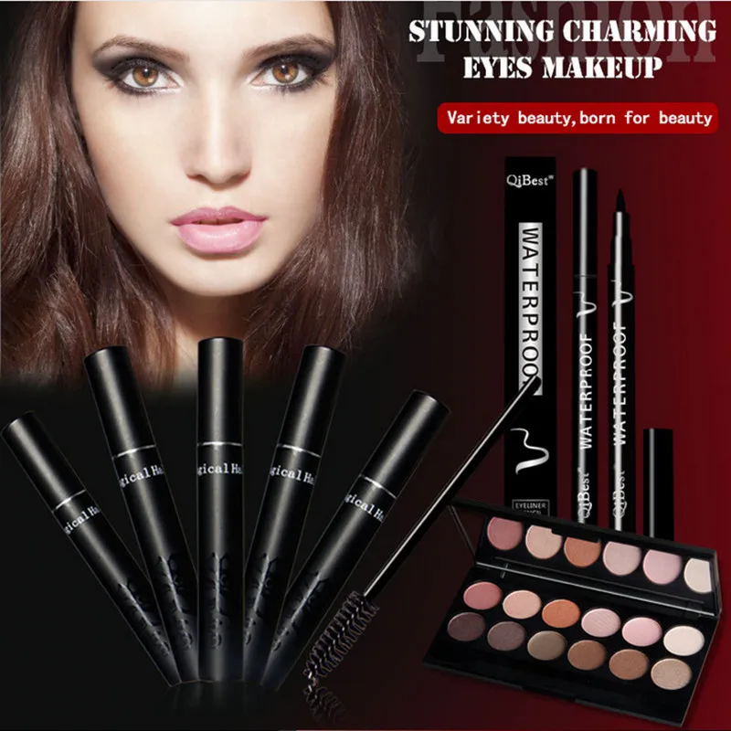 12 Color Eyeshadow Palette + 1pcs Makeup eyelash +1pcs eyeliner